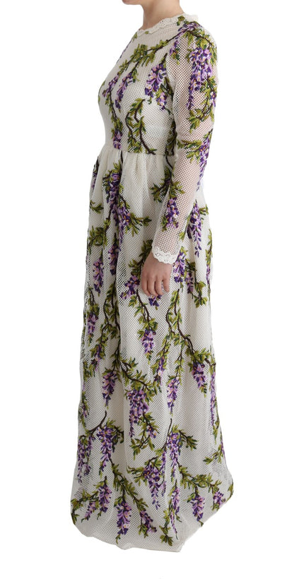 Robe maxi blanche brodée de fleurs de Dolce &amp; Gabbana