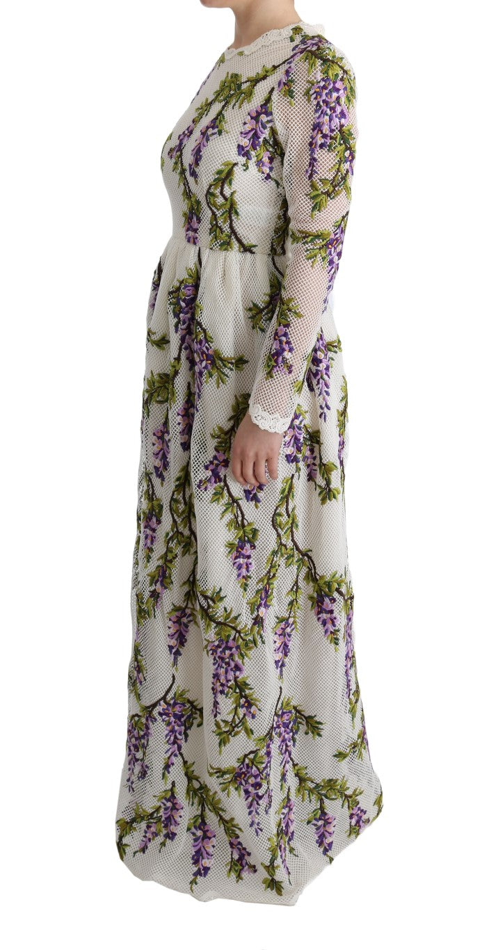 Robe maxi blanche brodée de fleurs de Dolce &amp; Gabbana