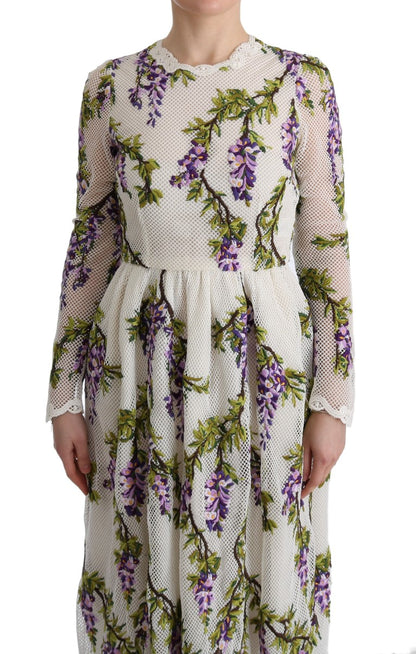 Robe maxi blanche brodée de fleurs de Dolce &amp; Gabbana