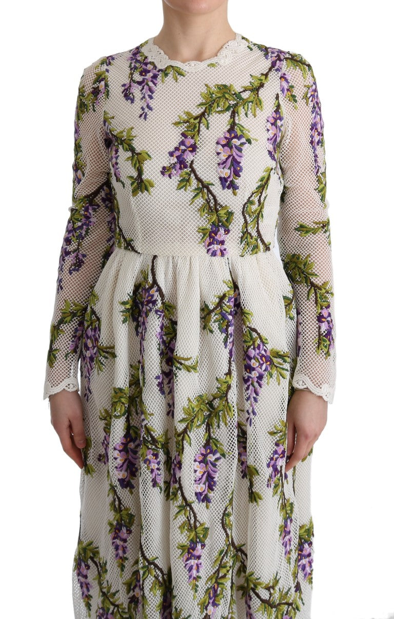 Robe maxi blanche brodée de fleurs de Dolce &amp; Gabbana