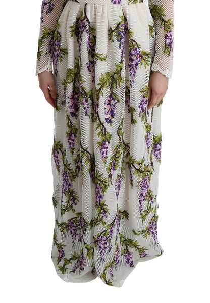 Robe maxi blanche brodée de fleurs de Dolce &amp; Gabbana