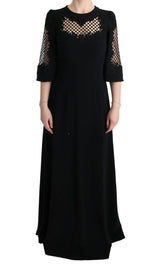 Robe longue maxi noire en jersey extensible de Dolce &amp; Gabbana