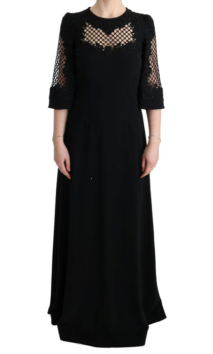 Robe longue maxi noire en jersey extensible de Dolce &amp; Gabbana