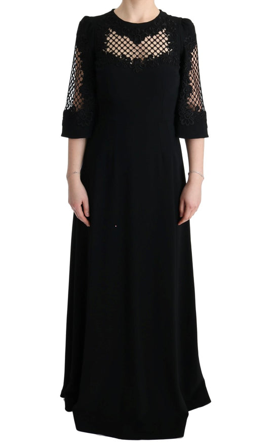 Robe longue maxi noire en jersey extensible de Dolce &amp; Gabbana