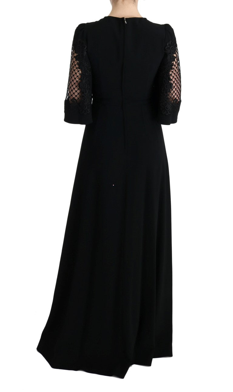 Robe longue maxi noire en jersey extensible de Dolce &amp; Gabbana