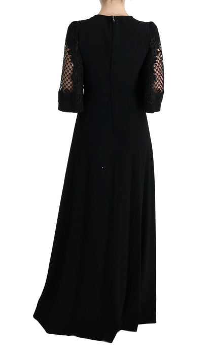 Robe longue maxi noire en jersey extensible de Dolce &amp; Gabbana