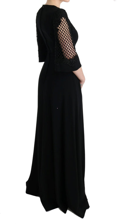 Robe longue maxi noire en jersey extensible de Dolce &amp; Gabbana