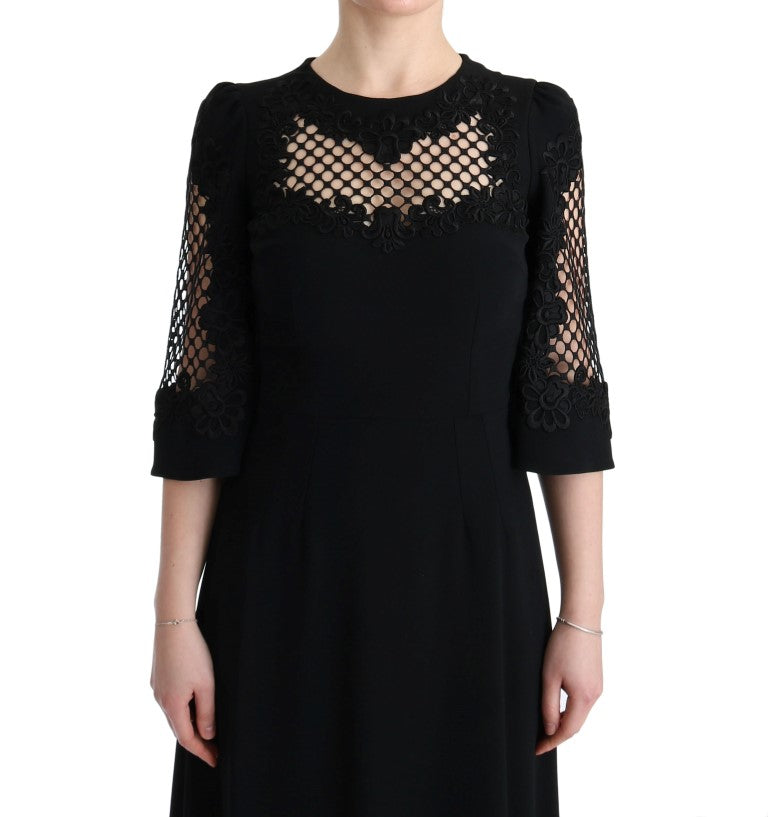 Robe longue maxi noire en jersey extensible de Dolce &amp; Gabbana