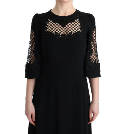 Robe longue maxi noire en jersey extensible de Dolce &amp; Gabbana