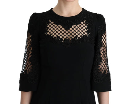 Robe longue maxi noire en jersey extensible de Dolce &amp; Gabbana