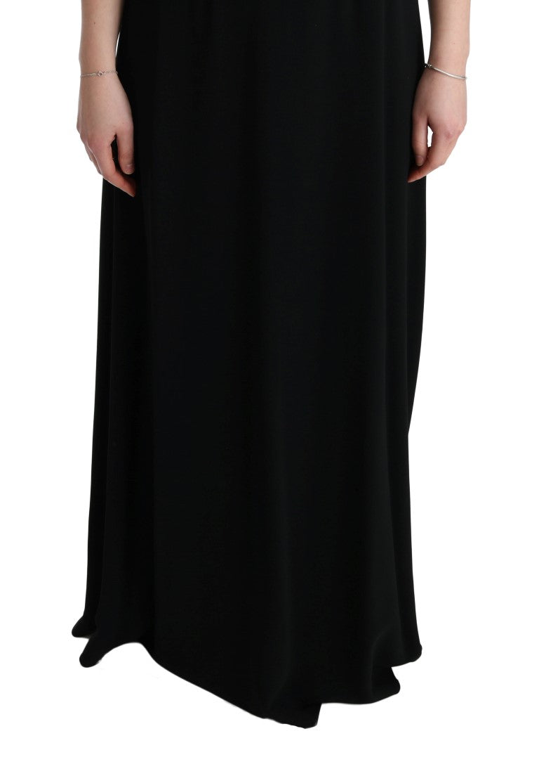 Robe longue maxi noire en jersey extensible de Dolce &amp; Gabbana