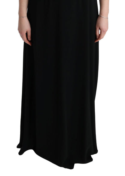 Robe longue maxi noire en jersey extensible de Dolce &amp; Gabbana