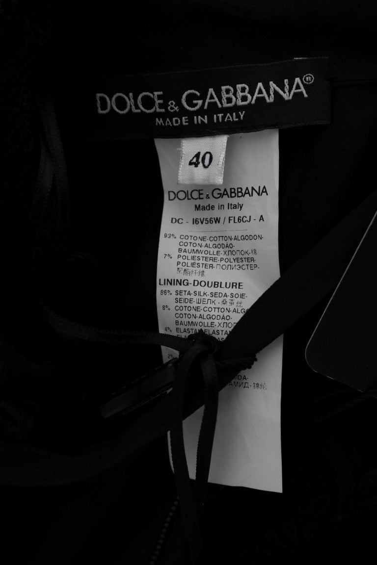 Robe longue noire à motifs floraux brodés de Dolce &amp; Gabbana