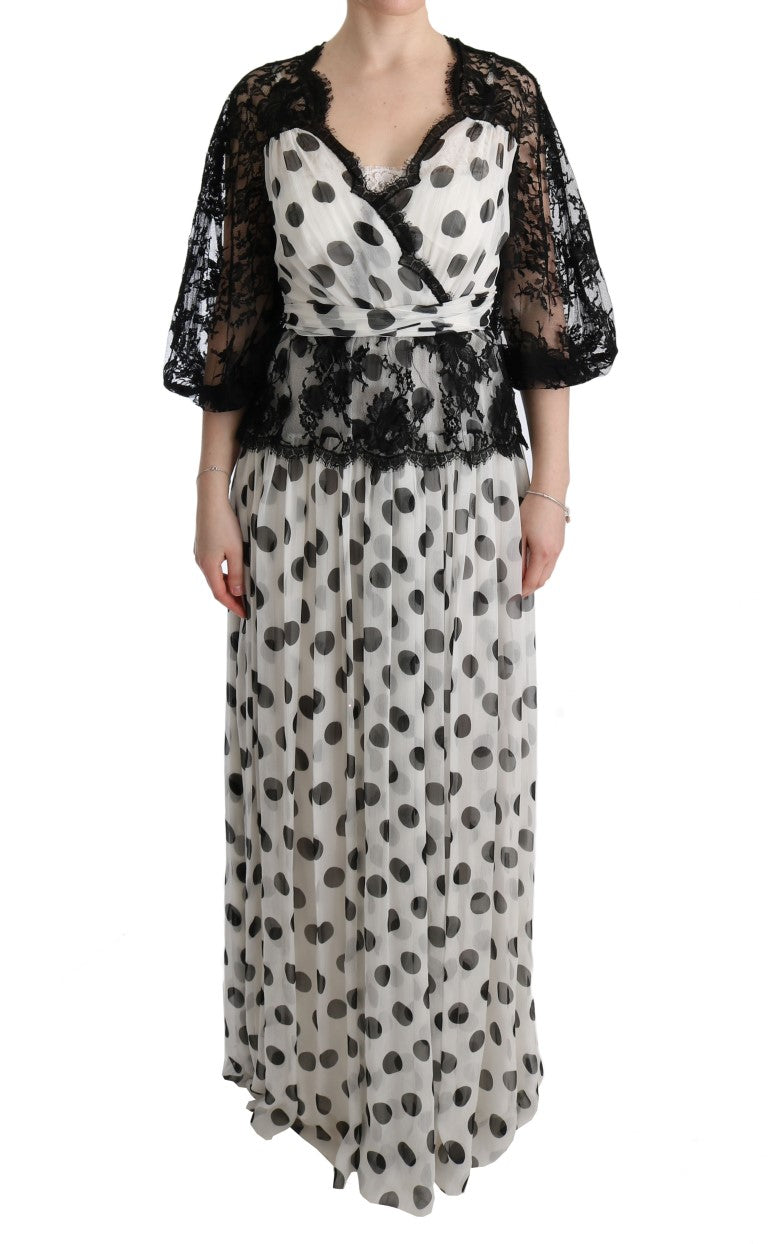 Robe à pois floraux noir et blanc de Dolce &amp; Gabbana