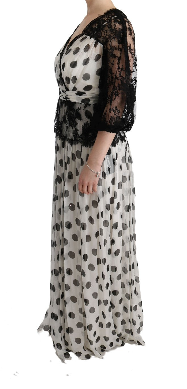 Robe à pois floraux noir et blanc de Dolce &amp; Gabbana