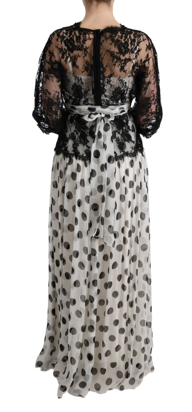 Robe à pois floraux noir et blanc de Dolce &amp; Gabbana