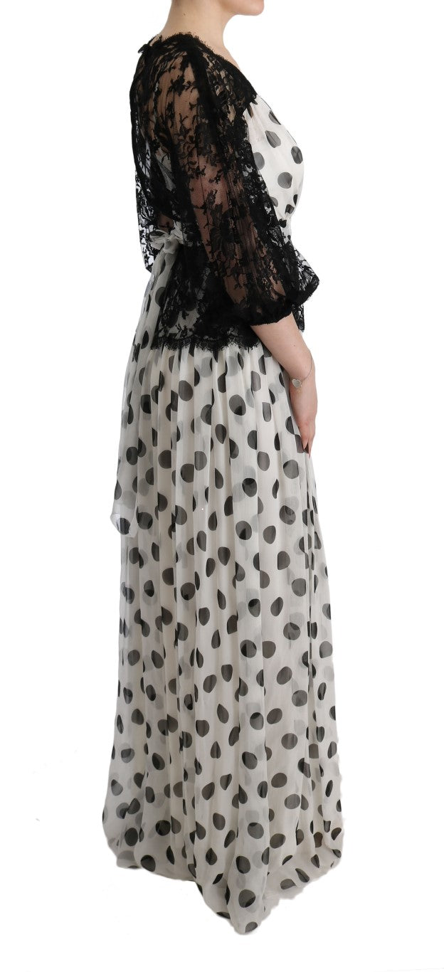 Robe à pois floraux noir et blanc de Dolce &amp; Gabbana