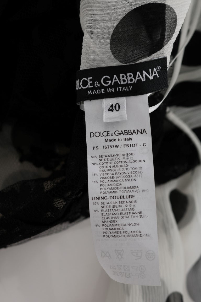 Robe à pois floraux noir et blanc de Dolce &amp; Gabbana