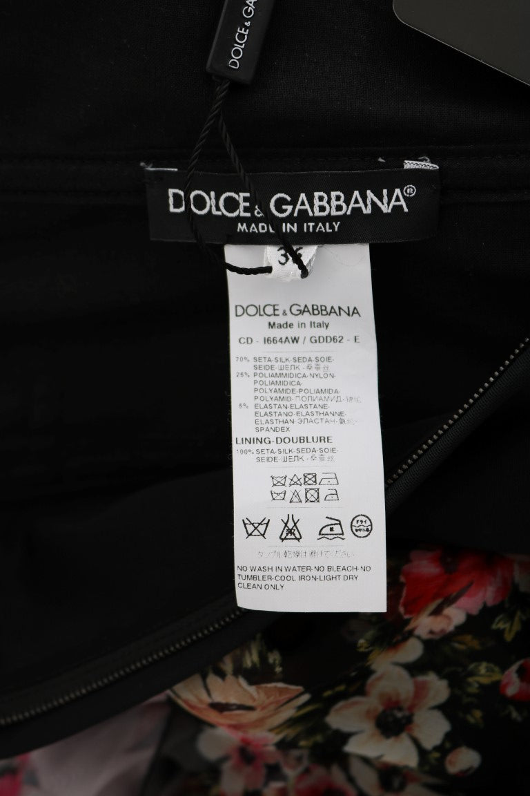 Robe longue ample à imprimé floral en soie extensible multicolore de Dolce &amp; Gabbana