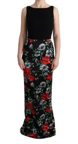 Robe longue moulante à imprimé floral multicolore en matière extensible de Dolce &amp; Gabbana