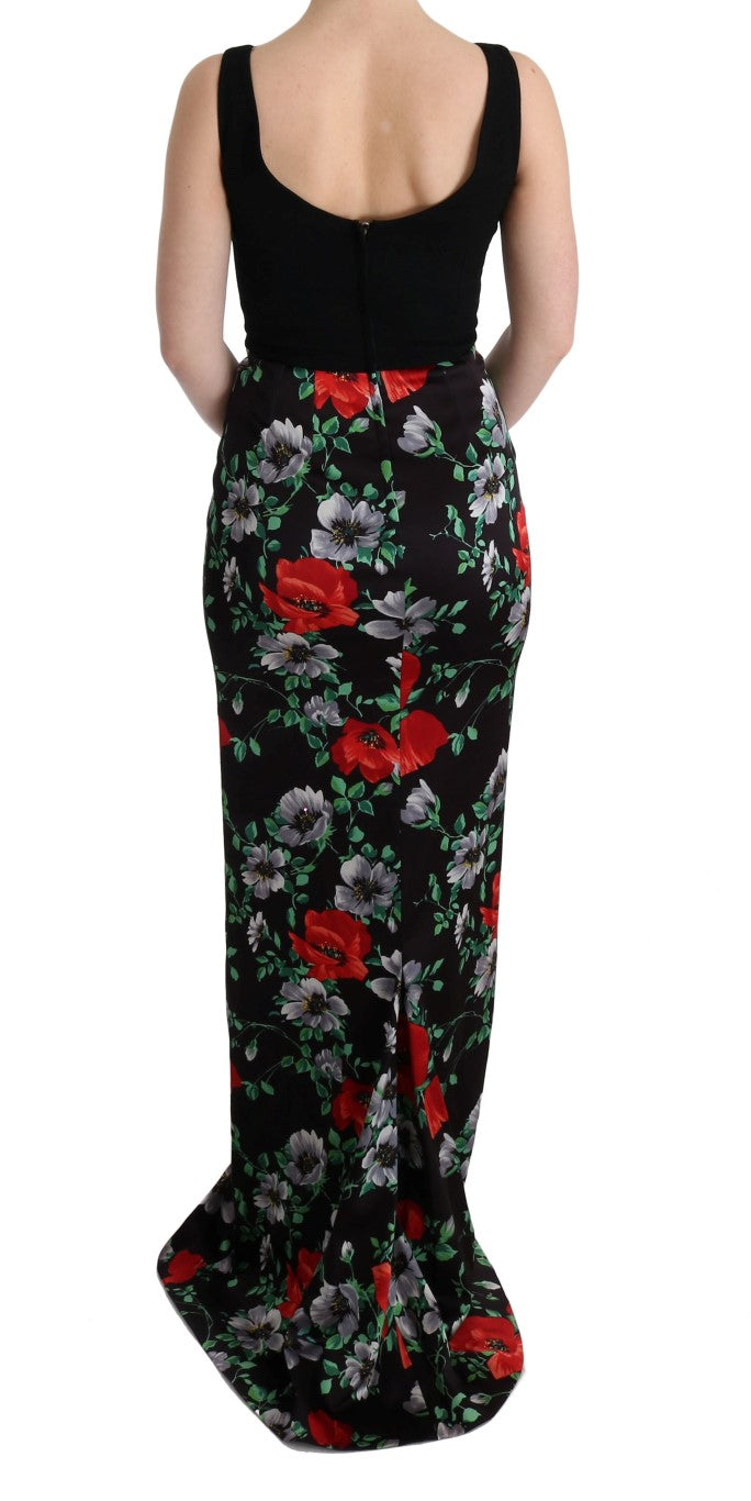 Robe longue moulante à imprimé floral multicolore en matière extensible de Dolce &amp; Gabbana