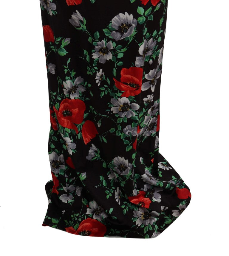 Robe longue moulante à imprimé floral multicolore en matière extensible de Dolce &amp; Gabbana