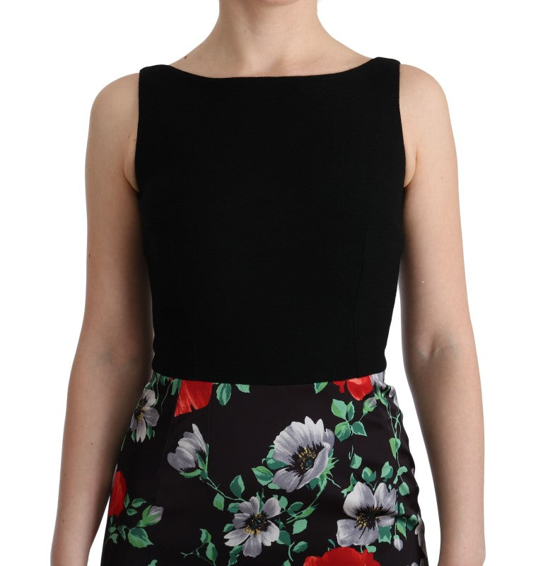 Robe longue moulante à imprimé floral multicolore en matière extensible de Dolce &amp; Gabbana