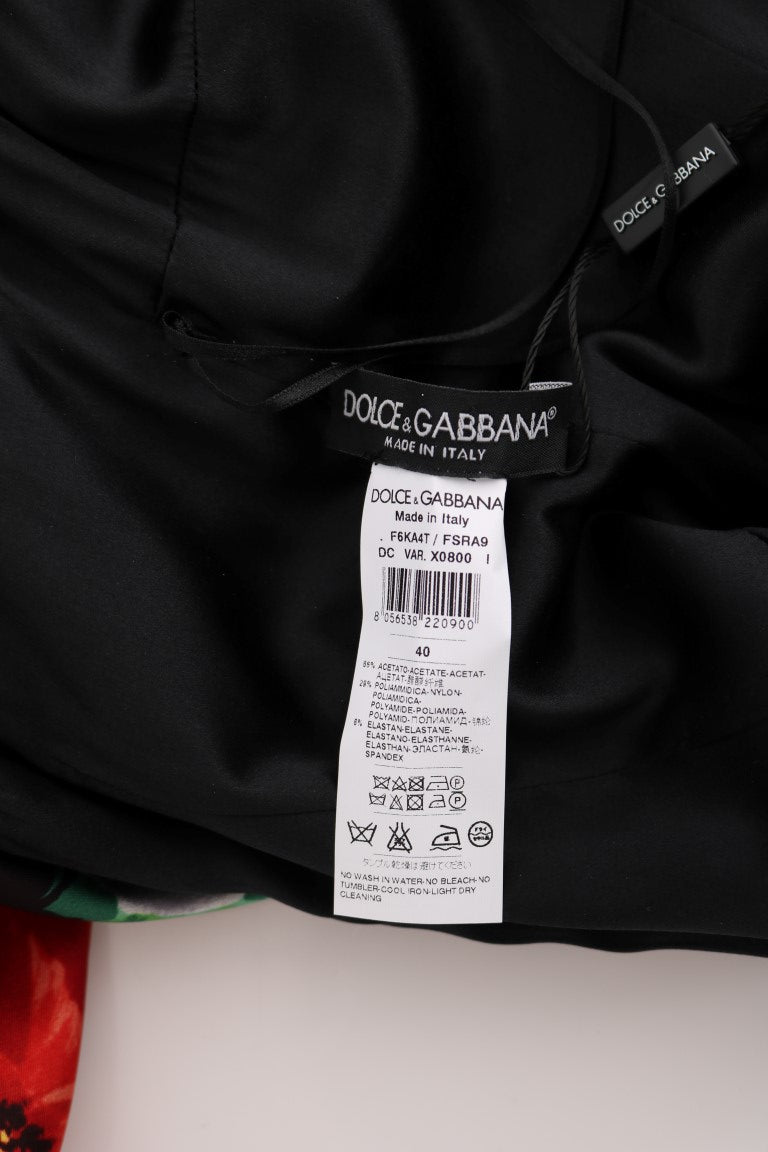 Robe longue moulante à imprimé floral multicolore en matière extensible de Dolce &amp; Gabbana