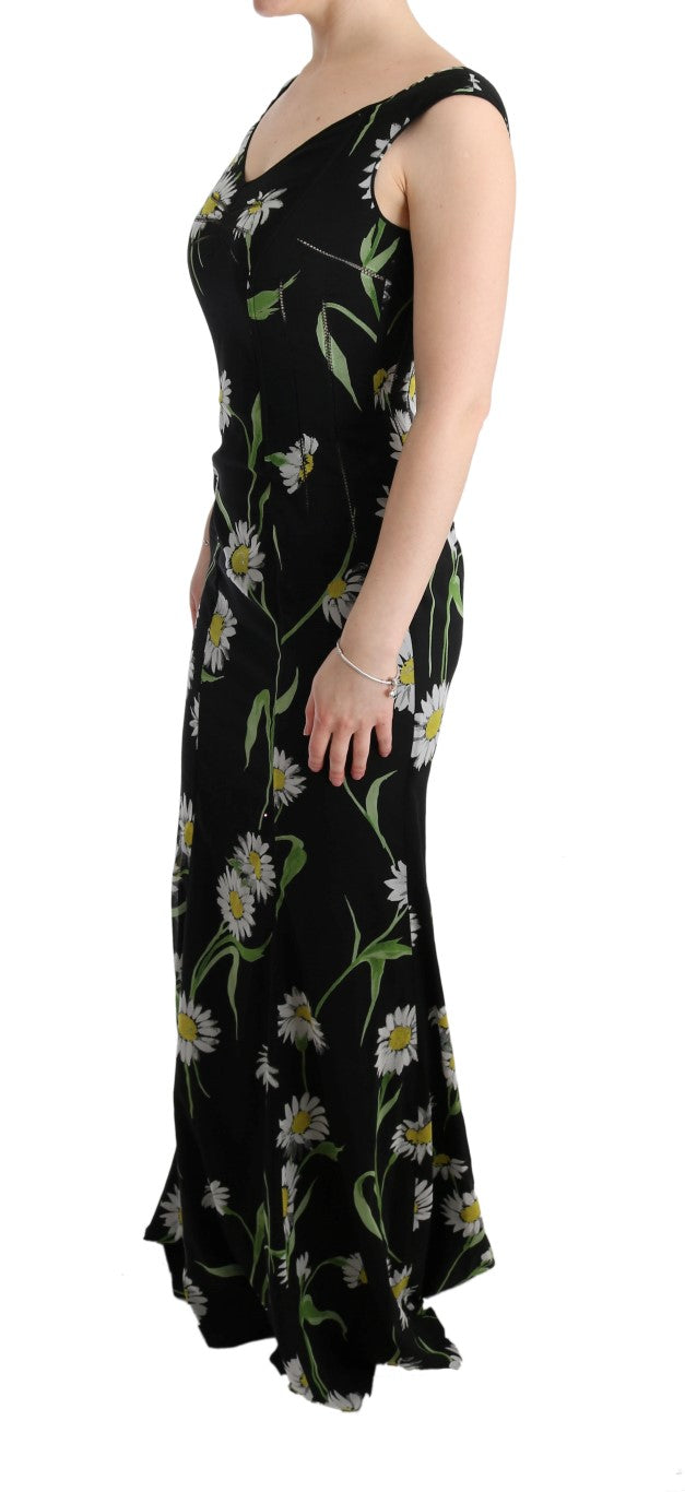 Robe fourreau en soie extensible à motif tournesol de Dolce &amp; Gabbana