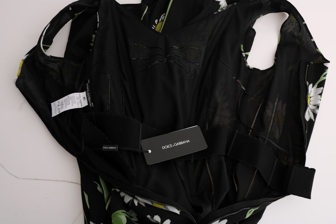 Robe fourreau en soie extensible à motif tournesol de Dolce &amp; Gabbana