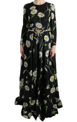 Robe longue maxi en soie multicolore à imprimé tournesol de Dolce &amp; Gabbana