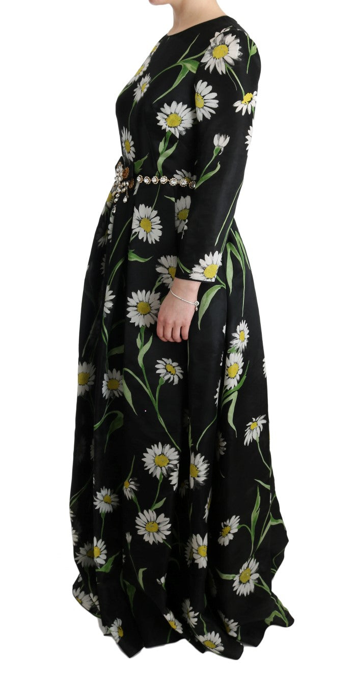 Robe longue maxi en soie multicolore à imprimé tournesol de Dolce &amp; Gabbana