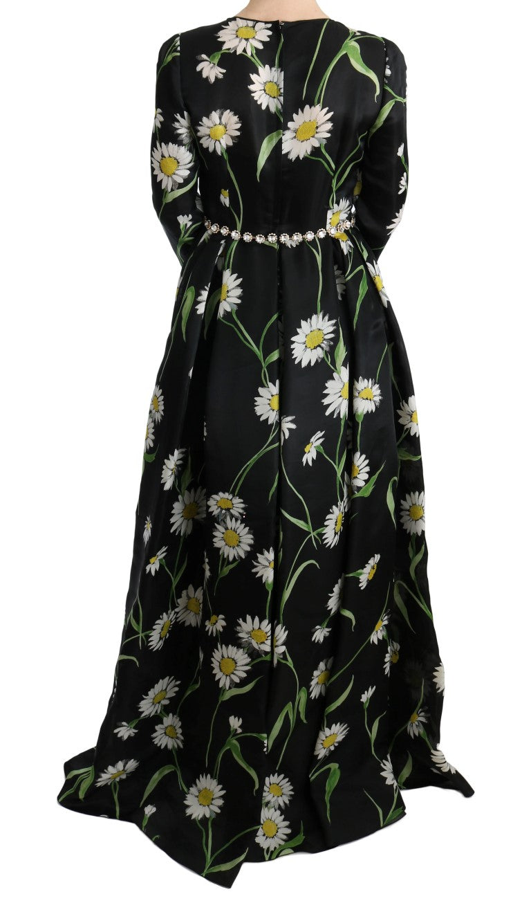 Robe longue maxi en soie multicolore à imprimé tournesol de Dolce &amp; Gabbana