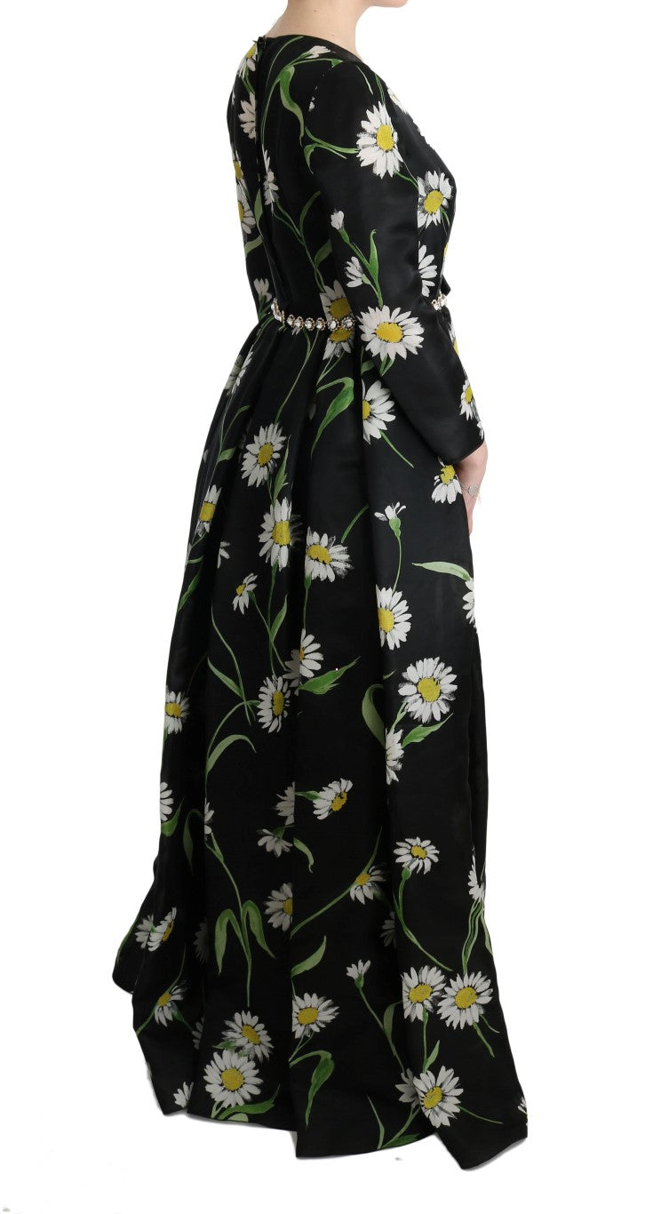 Robe longue maxi en soie multicolore à imprimé tournesol de Dolce &amp; Gabbana