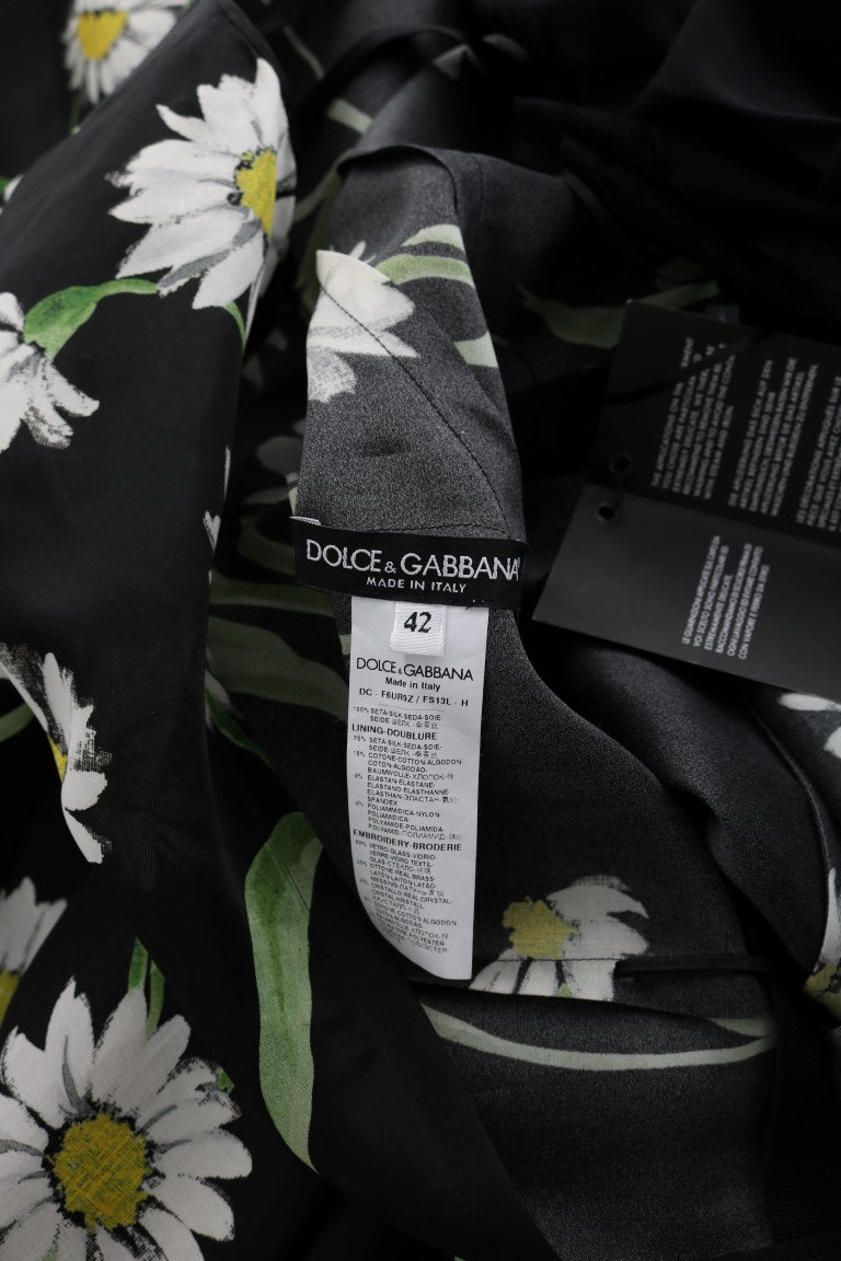 Robe longue maxi en soie multicolore à imprimé tournesol de Dolce &amp; Gabbana