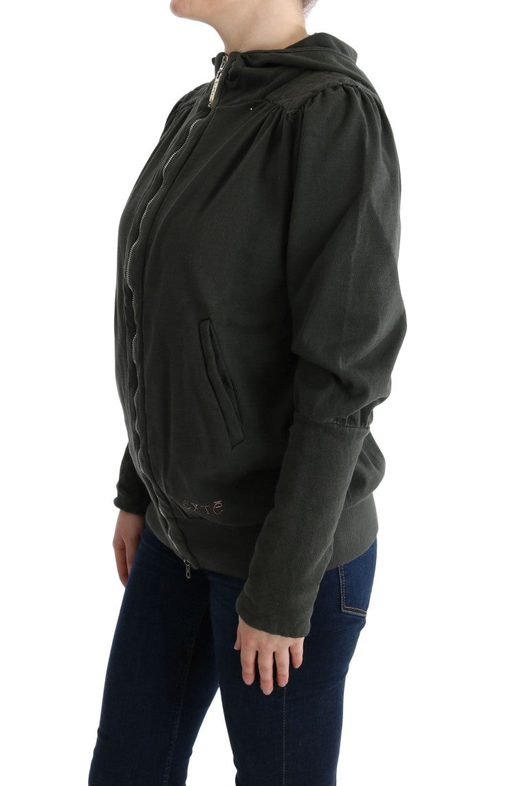 Pull en coton à capuche avec fermeture éclair, couleur gris Exte.