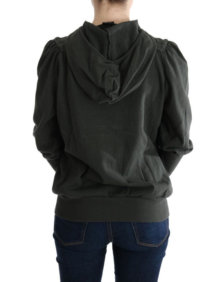 Pull en coton à capuche avec fermeture éclair, couleur gris Exte.
