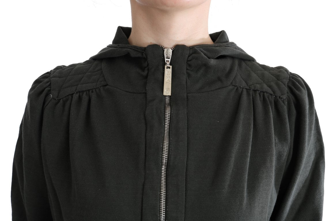 Pull en coton à capuche avec fermeture éclair, couleur gris Exte.