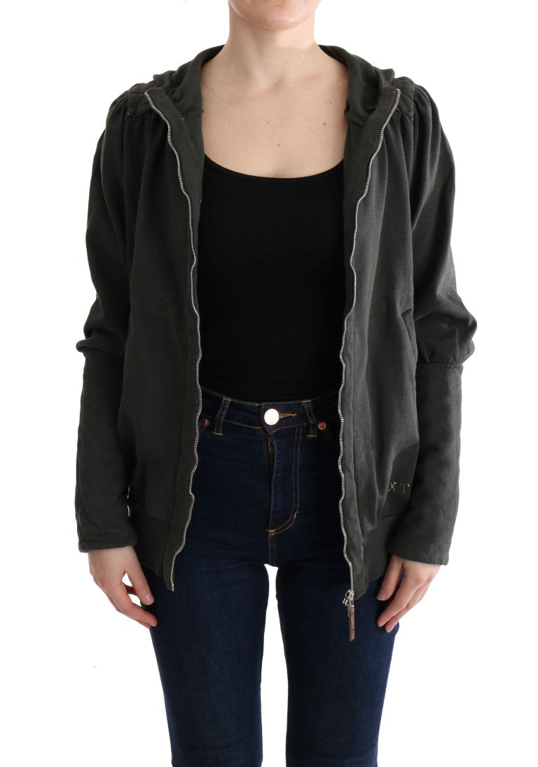 Pull en coton à capuche avec fermeture éclair, couleur gris Exte.