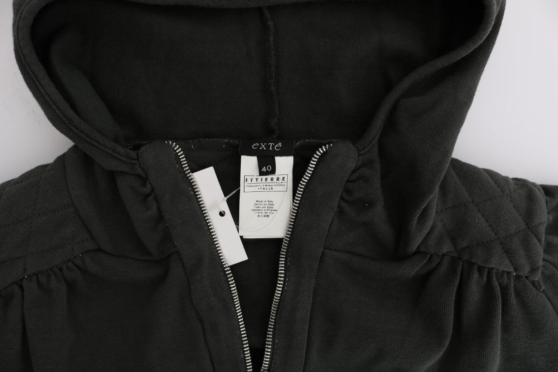 Pull en coton à capuche avec fermeture éclair, couleur gris Exte.