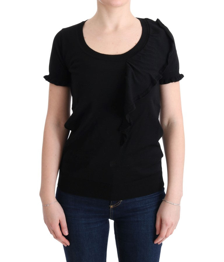 MARGHI LO' Haut, chemisier, t-shirt noir en 100% laine lanu
