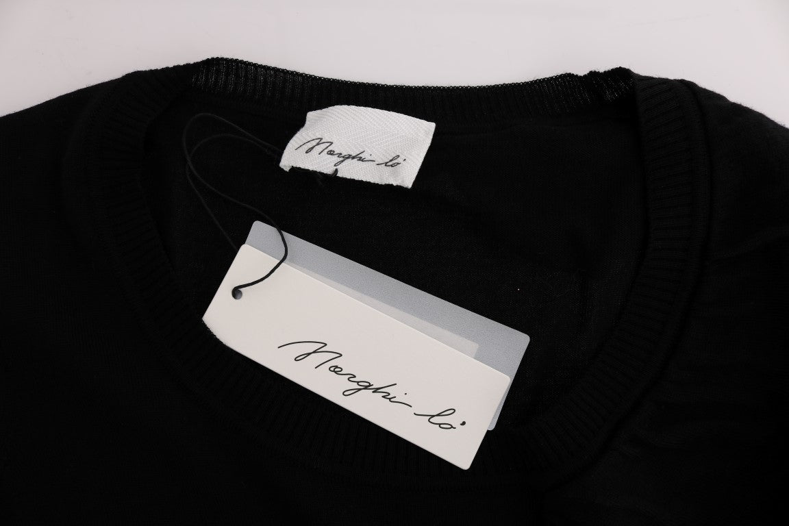 MARGHI LO' Haut, chemisier, t-shirt noir en 100% laine lanu