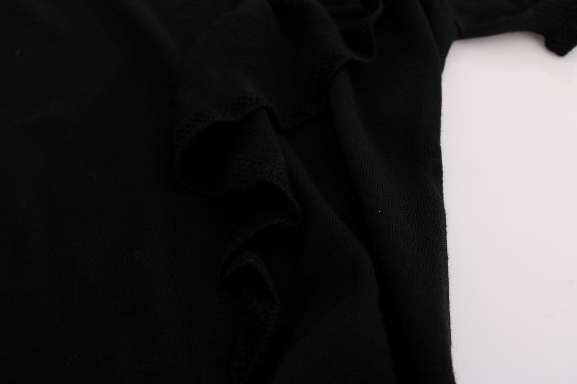 MARGHI LO' Haut, chemisier, t-shirt noir en 100% laine lanu