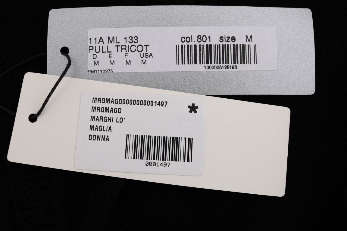 MARGHI LO' Haut, chemisier, t-shirt noir en 100% laine lanu