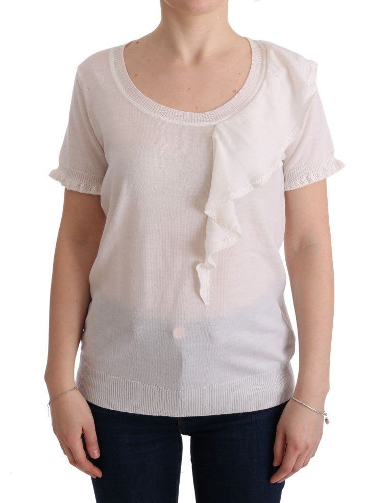 MARGHI LO' Haut, Blouse, T-shirt blanc en 100% laine lanu