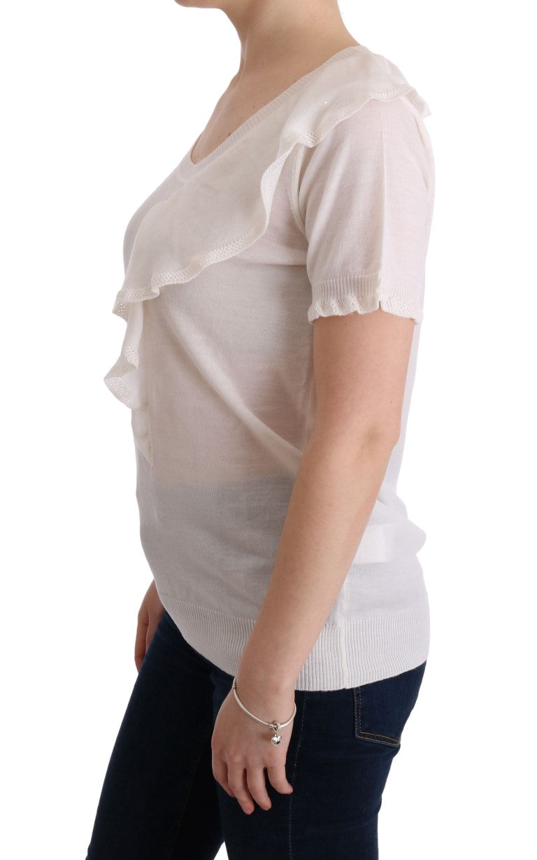 MARGHI LO' Haut, Blouse, T-shirt blanc en 100% laine lanu
