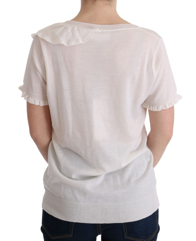 MARGHI LO' Haut, Blouse, T-shirt blanc en 100% laine lanu