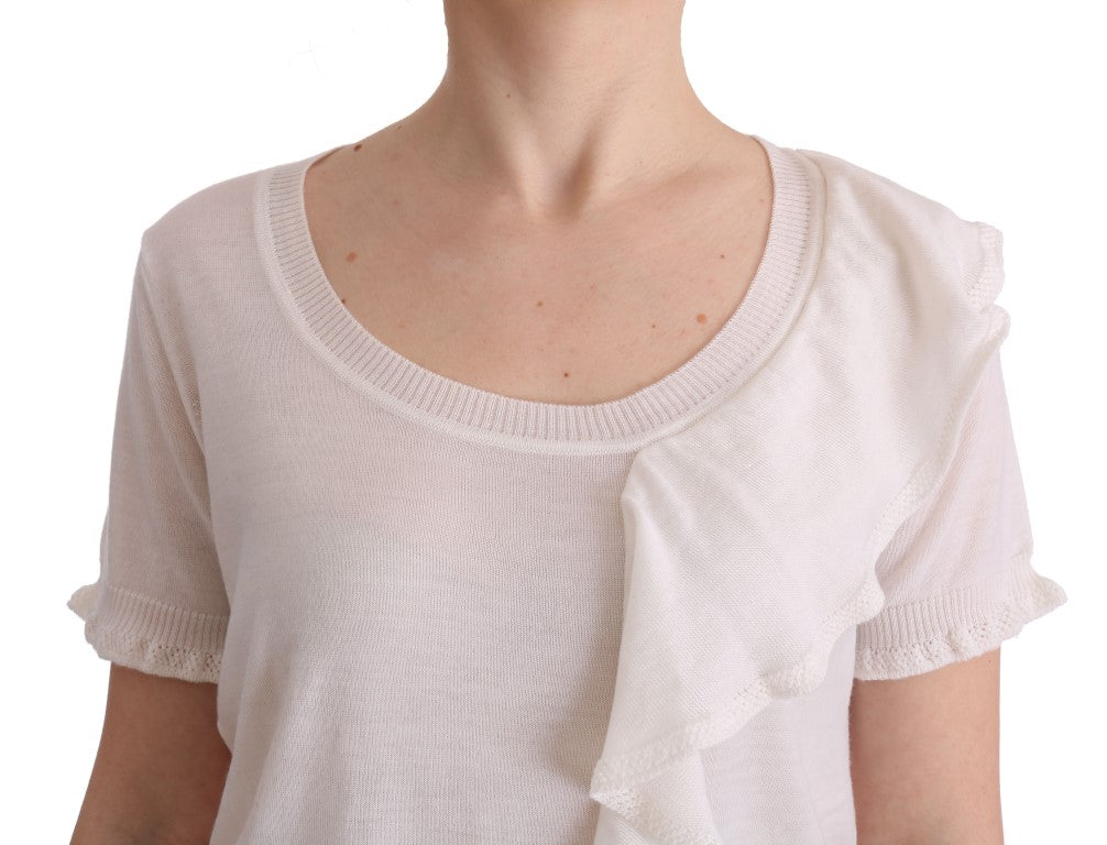 MARGHI LO' Haut, Blouse, T-shirt blanc en 100% laine lanu