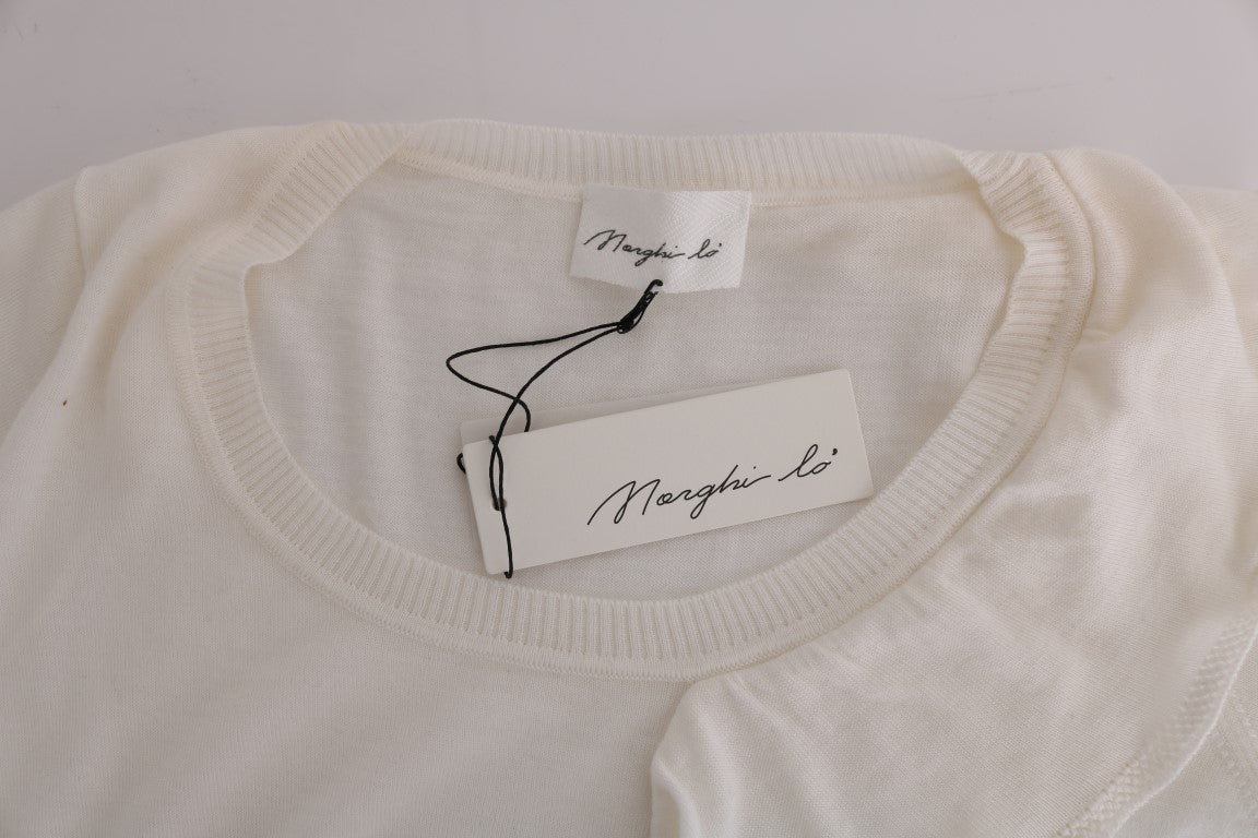 MARGHI LO' Haut, Blouse, T-shirt blanc en 100% laine lanu