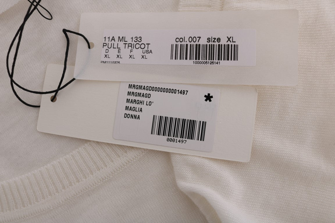 MARGHI LO' Haut, Blouse, T-shirt blanc en 100% laine lanu